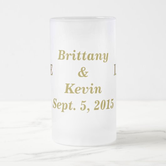 Custom Bride Groom Liebe Herz Mattierte Glass Tass Mattglas Bierglas (Mittel)