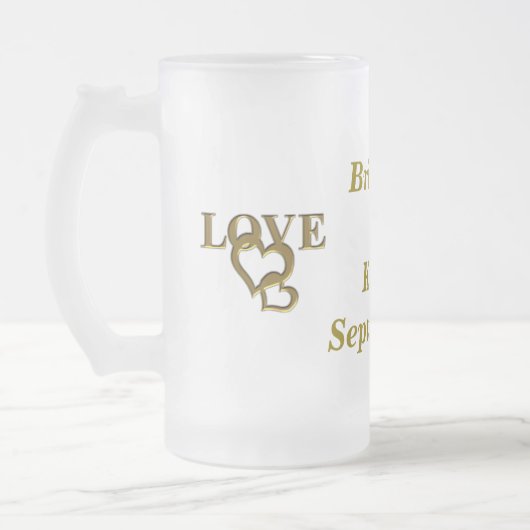 Custom Bride Groom Liebe Herz Mattierte Glass Tass Mattglas Bierglas (Links)