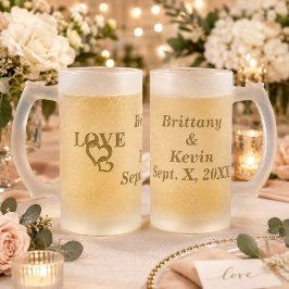 Custom Bride Groom Liebe Herz Mattierte Glass Tass Mattglas Bierglas