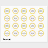 Custom Bride Groom Names Yellow Damask Wedding Runder Aufkleber (Blatt)