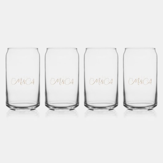 Custom Bride & Groom's Initials Vielen Dank Dosenglas (Vorderseite)