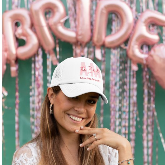 Custom Bride | Pink Monogram Future Mrs. Truckerkappe