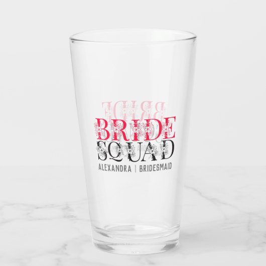 Custom Bride Squad Floral Glas (Rückseite)
