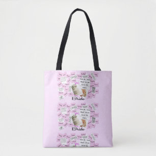 Custom Bride's Pink & White Wedding Tote Bag Tasche