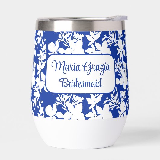 Custom Bridesmaid Chic Blue White Floral (Links)