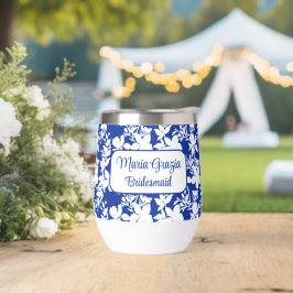 Custom Bridesmaid Chic Blue White Floral