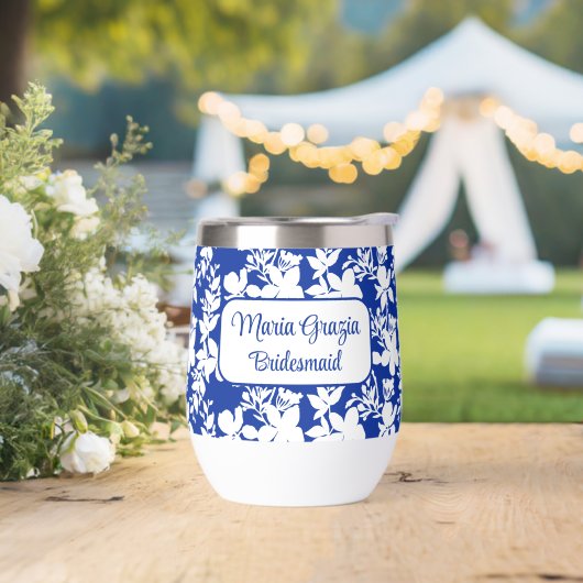 Custom Bridesmaid Chic Blue White Floral (Hochzeit)