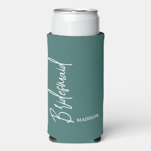Custom Bridesmaid Dark Aquamarin White Chice Scrip Selters Dosenkühler