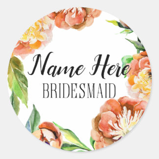 Custom Bridesmaid Floral Watercolor Aufkleber