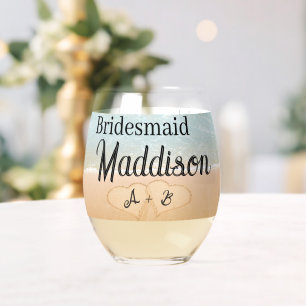 Custom Bridesmaid Geschenk Strand Hochzeit Herz Sa Weinglas Ohne Stiel