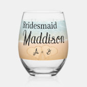 Custom Bridesmaid Geschenk Strand Hochzeit Herz Sa Weinglas Ohne Stiel (Rückseite)