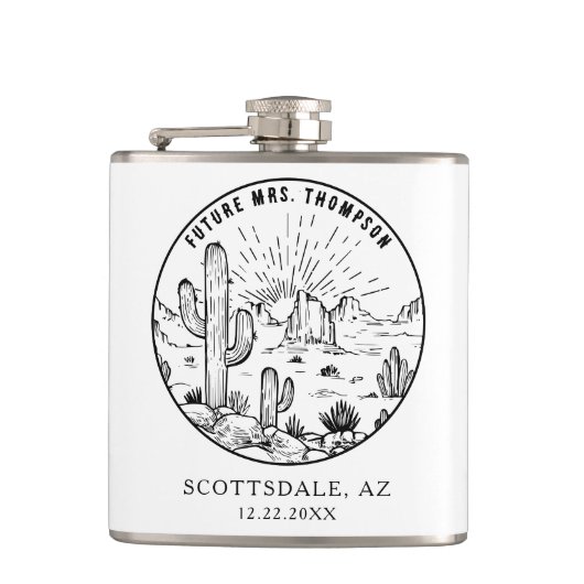 Custom Bridesmaid Gift Wüste Junggeselinnen-Abschi Flachmann (Vorderseite)