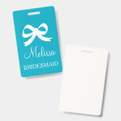 Custom bridesmaid name badges for wedding party ausweis (Front & Back)