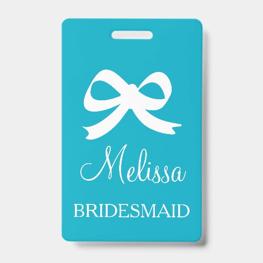 Custom bridesmaid name badges for wedding party ausweis (Front)