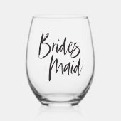 Custom Bridesmaid Name Script Schriftart Bridal Weinglas Ohne Stiel (Vorderseite)