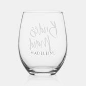 Custom Bridesmaid Name Script Schriftart Bridal Weinglas Ohne Stiel (Rückseite)