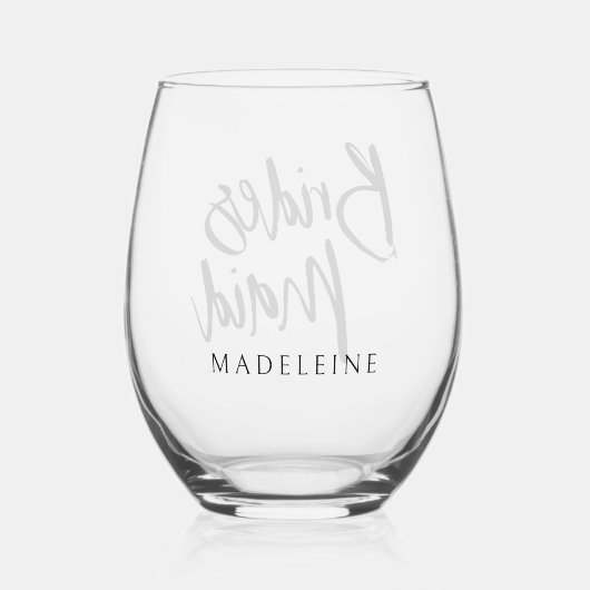 Custom Bridesmaid Name Script Schriftart Bridal Weinglas Ohne Stiel (Rückseite)