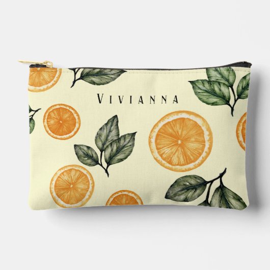 Custom Bridesmaid Orange Citrus Zubehörtasche (Vorderseite)