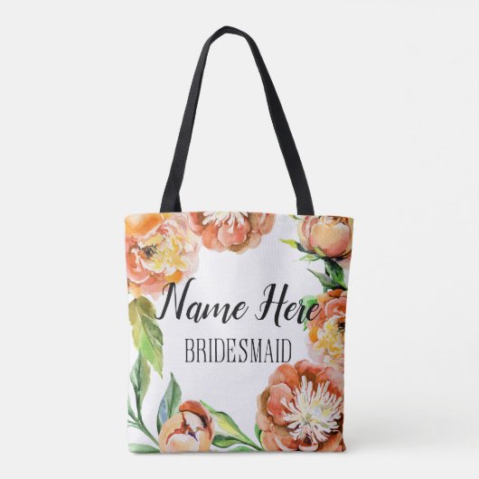 Custom Bridesmaid Tote Beutel Geschenk florale Tasche (Rückseite)