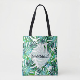 Custom Bridesmaid Tropical Leaf Greenery Tasche
