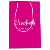 Custom Bridesmaid Typografie Skriptname Top Mittlere Geschenktüte (Vorderseite)