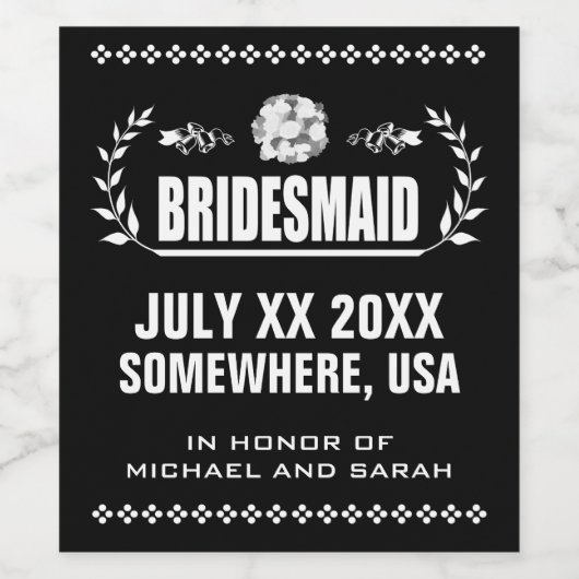 Custom Bridesmaid Weinetikett (Einzelnes Label)