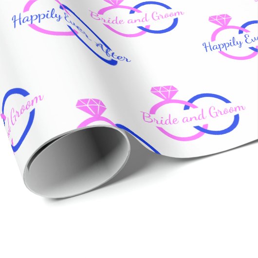 Custom Bridge and Groom Wedding Rings Rosa und Bla Geschenkpapier (Rolleneckpunkt)