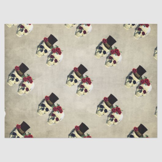 Custom Bridge & Groom Skull Hochzeitsgeschenk Seidenpapier (Vorderseite)