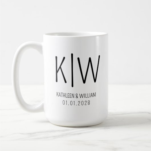 Custom Bridge & Groom Tasse, Gastgeschenk Hochzeit Kaffeetasse (Links)