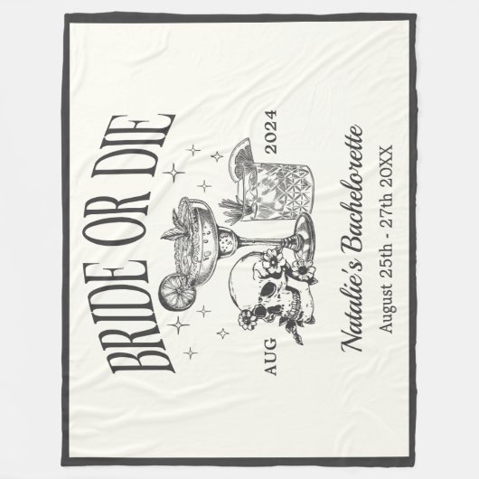Custom Bridge oder Die Bachelorette Cocktail Party Fleecedecke (Vorderseite)