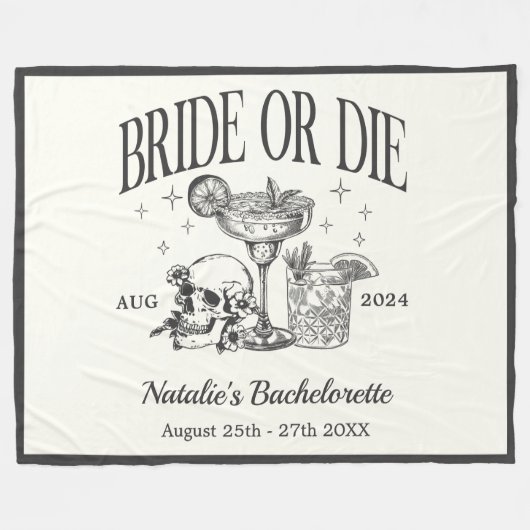 Custom Bridge oder Die Bachelorette Cocktail Party Fleecedecke (Vorderseite (Horizontal))