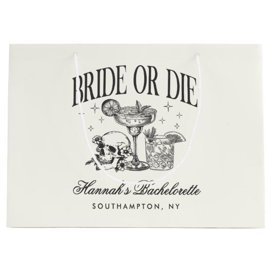 Custom Bridge oder Die Bachelorette Cocktail Party Große Geschenktüte (Vorderseite)