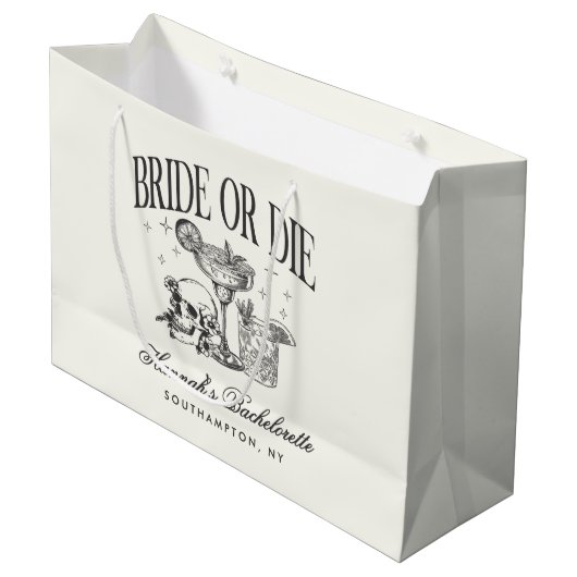 Custom Bridge oder Die Bachelorette Cocktail Party Große Geschenktüte (Vorderseite Schrägansicht)