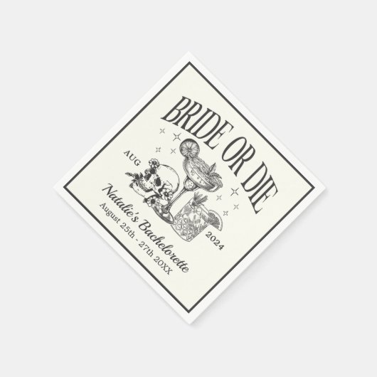 Custom Bridge oder Die Bachelorette Cocktail Party Serviette (Ecke)