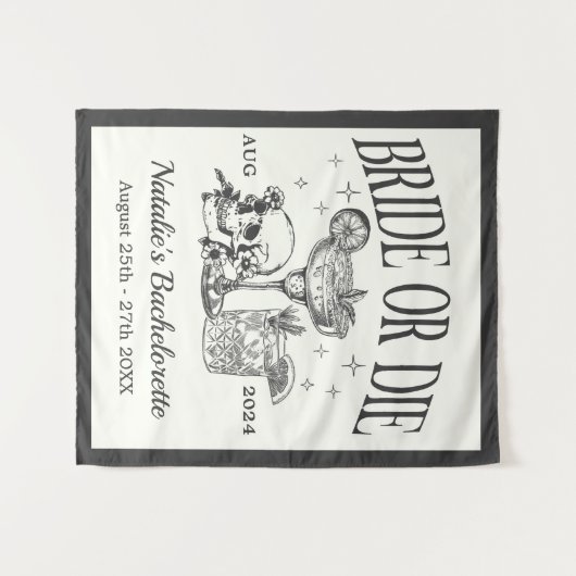 Custom Bridge oder Die Bachelorette Cocktail Party Wandteppich (Vorderseite (Horizontal))