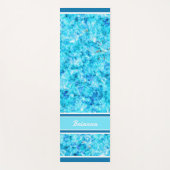 Custom Bright Blue Aqua Türkis Polygon Muster Yogamatte (Vorderseite)