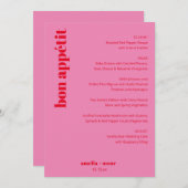 Custom Bright Bold Pink and Red Modern Wedding Menükarte (Vorne/Hinten)