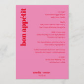 Custom Bright Bold Pink and Red Modern Wedding Menükarte (Vorderseite)