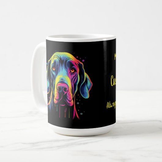 Custom Bright Cfarben Great Dane Kaffeetasse (Vorderseite Links)