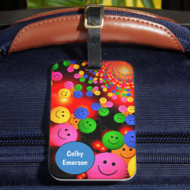 Custom Bright farbenfroher Happy Lächeln Niedliche Gepäckanhänger