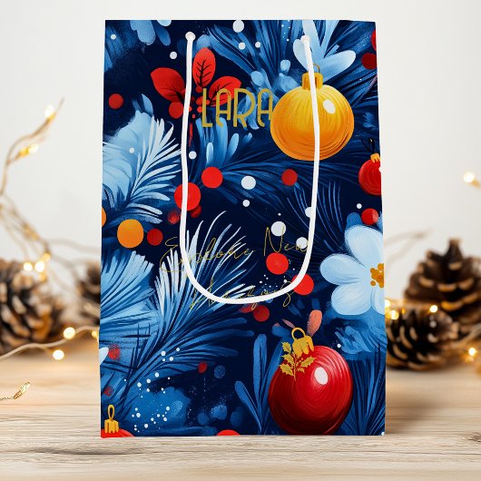 Custom Bright Floral Weihnachtsgeschenk Tasche Kleine Geschenktüte