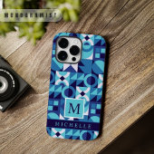 Custom Bright Light Dark Blue White Geometric Case-Mate iPhone Hülle