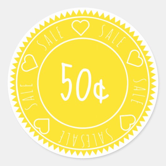 Custom Bright Nebel Yellow Sale Preis Runder Aufkleber (Vorderseite)