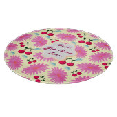Custom Bright Pink Floral Cherry Pattern  Schneidebrett (Ecke)