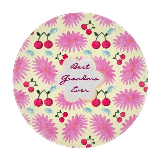 Custom Bright Pink Floral Cherry Pattern  Schneidebrett (Vorderseite)