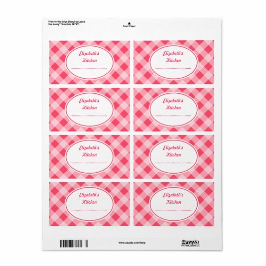Custom Bright Pink Kitchen Labels (Vorne)