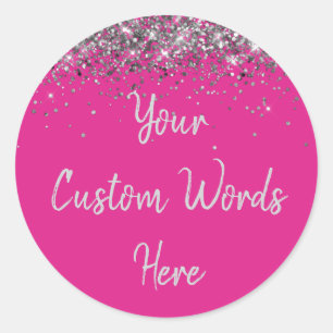 Custom Bright Pink und Silver Birthday Party Gefal Runder Aufkleber