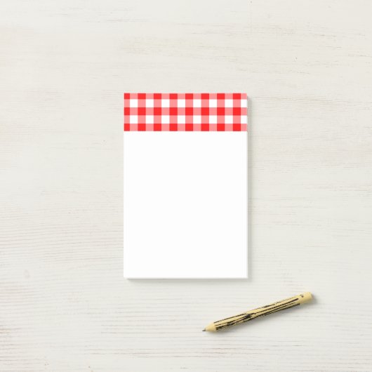 Custom Bright Red Gingham Post-it Klebezettel (Auf Schreibtisch)