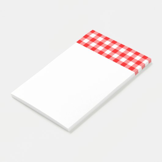 Custom Bright Red Gingham Post-it Klebezettel (angewinkelt)