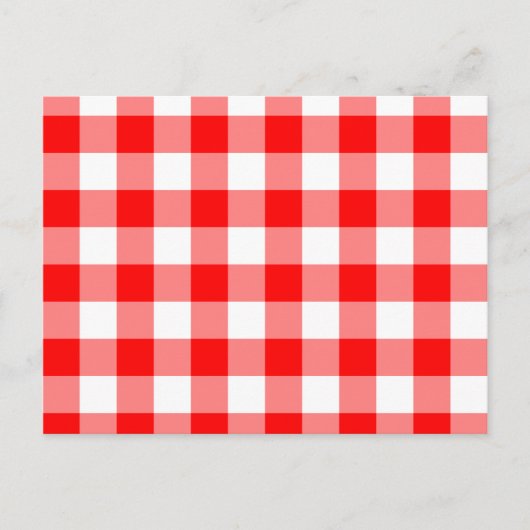 Custom Bright Red Gingham Postkarte (Vorderseite)
